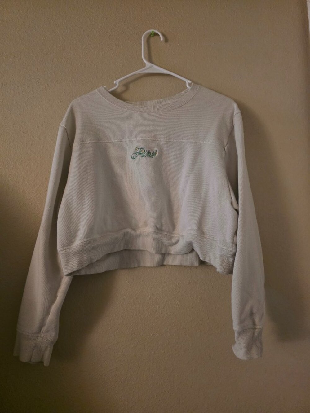 PINK Size XXL White Sweatshirt